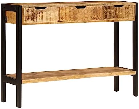Vintage Solid Mango Wood Sideboard, Powder-Coated Steel Frame, 3 Drawers - Image 3
