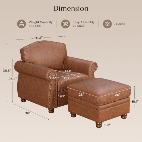 Traditional Faux Leather Chair - Image 2