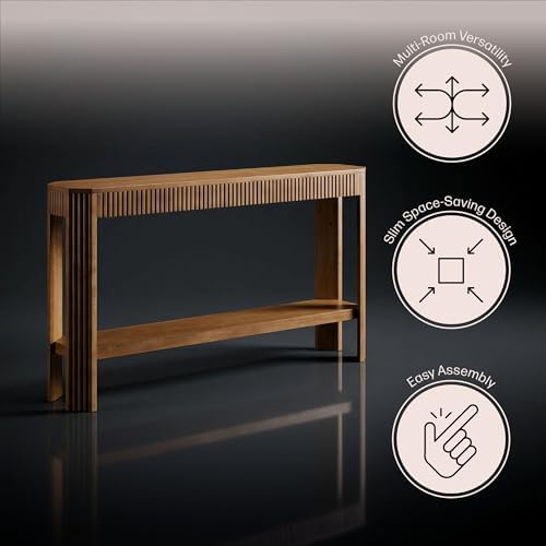 Alaterre Furniture Fluted Solid Wood Console Table - Image 5