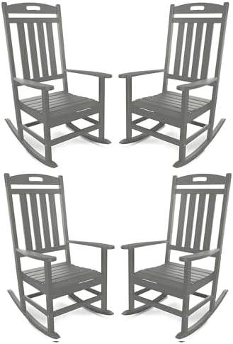 Outdoor Rocking Chair Set of 4, All-Weather Resistant Poly Lumber Rocker Chair by Adiromoti