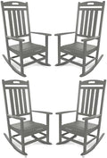 Outdoor Rocking Chair Set of 4, All-Weather Resistant Poly Lumber Rocker Chair by Adiromoti