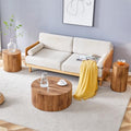 Round Coffee Table Set for 3, Modern Living Room Table Set, Wood Center Table by BAOPIN