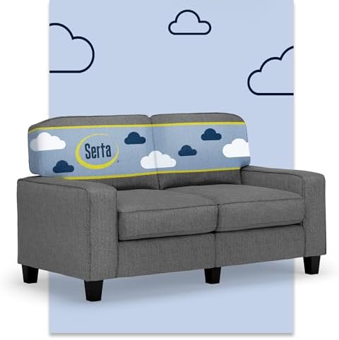 Serta Palisades 61" Track Arm Sofa, Easy Care Polyester, Soft Pillow Back by Serta