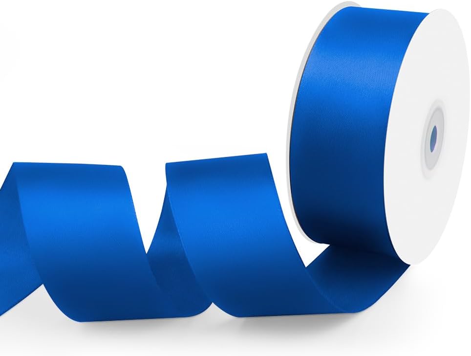 1-1/2" Width x 50 Yards Satin Fabric Ribbon, Royal Blue Ribbon Perfect for DIY Bows, Swags, Gift Wrapping, Craft, Flower Bouquet，Christmas and Party Decoration