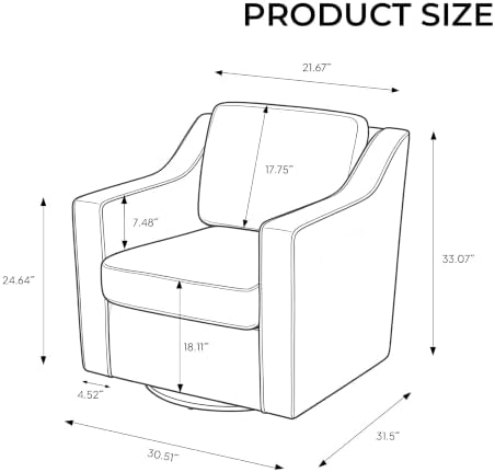 Swivel Accent Chair, Fabric Armchair - Image 3