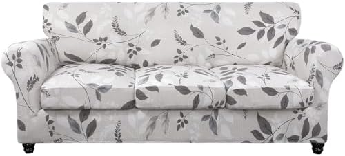 SearchI Stretch Sofa Cover Printed Couch Cover, Floral Pattern 4 Pieces Sofa by SearchI