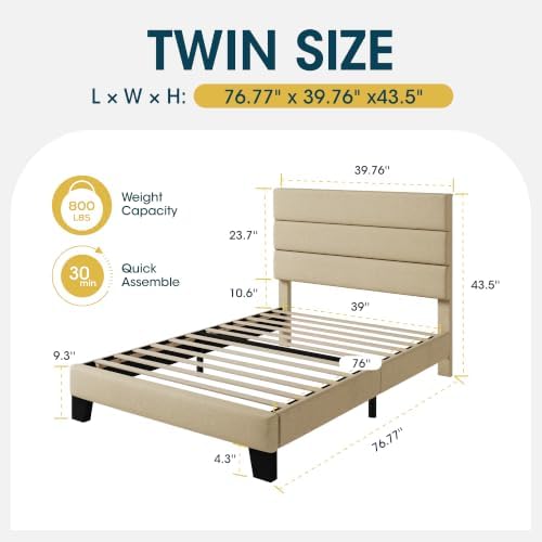 WEEWAY Twin Size Fabric Bed Frame - Image 2