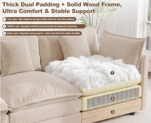 111.5" Modular Sectional Sofa, U Shaped Cloud Couch - Image 4