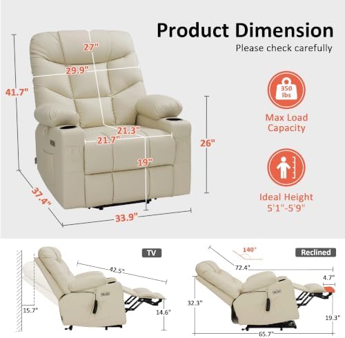 MCombo Power Lift Recliner for Elderly, Leather 7287 - Image 3