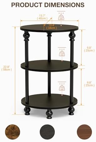 Round Small End Table with Classic Turned Legs, 3 Tier Oval Accent Table - Image 2