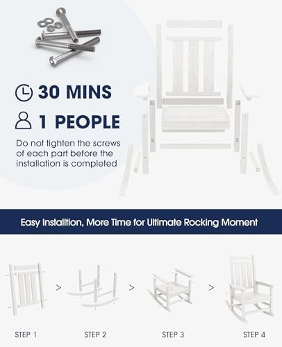 KINGYES Oversized Outdoor Rocking Chair Set of 6, HDPE Patio Rockers - Image 6