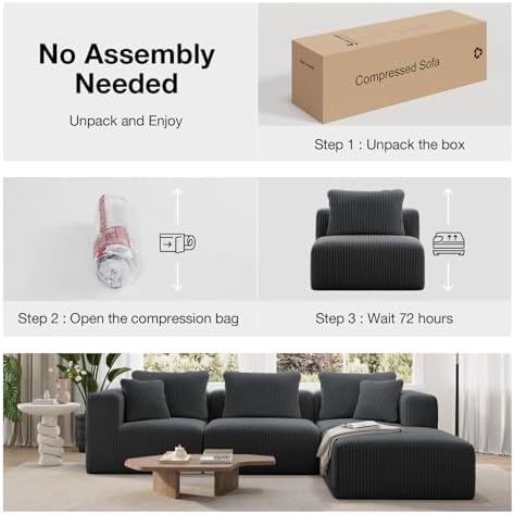 Novilla 106" Modular Sectional Sofa, U Shape Cozy Sectional Couch, Modern Cloud - Image 4
