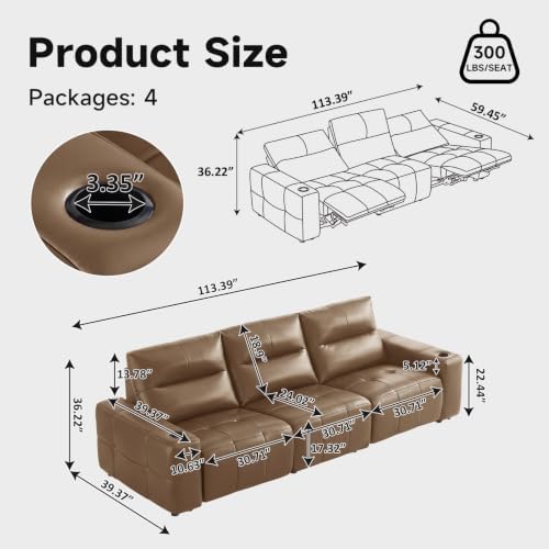 Zero Gravity Electric Recliner Sofas Genuine Leather Couch - Image 2