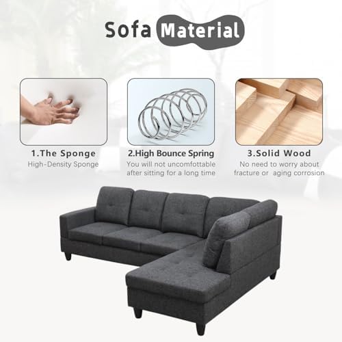 L-Shaped 3-Piece Flannel Sofa - Image 3