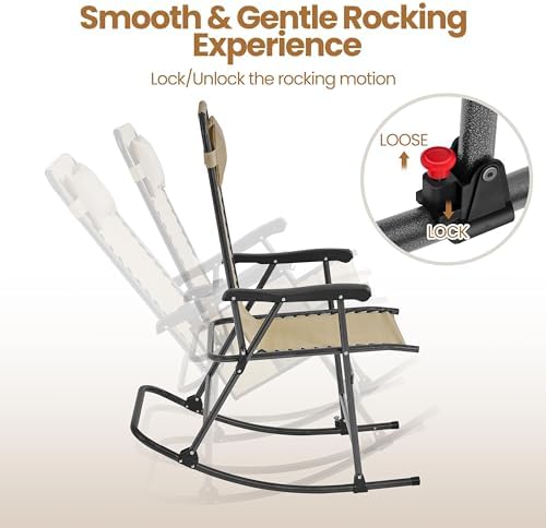 Yaheetech Patio Rocking Chair Folding Camping Chair - Image 4