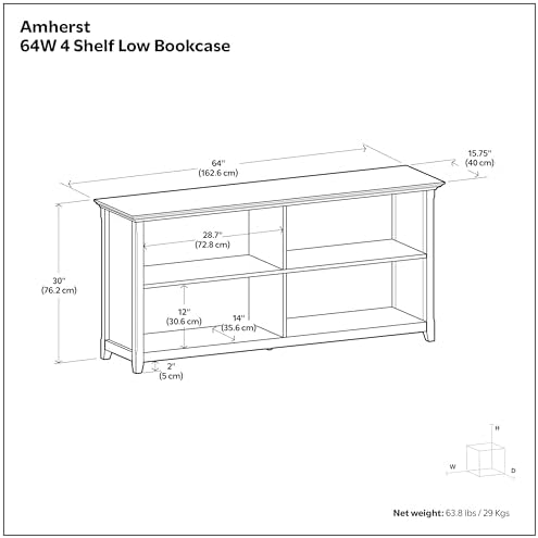 SIMPLIHOME Amherst 30" Tall Solid Wood 4-Shelf Bookcase in Hickory Brown - Image 3