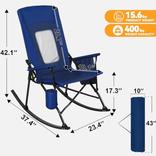 Romswi 2 Pack Folding Rocking Camping Chairs - Image 3