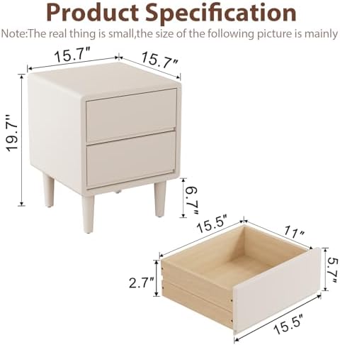 White Nightstand, Solid Wood Night Stand, Small Bedside Table - Image 2