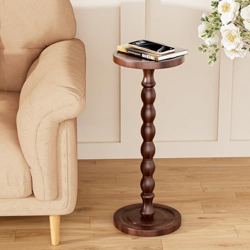 2 Pack Small Round Side Table, Rubberwood‌ Drink Table - Image 7