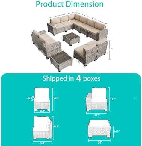 Outdoor Patio Furniture Set PE Wicker Rattan Outdoor Sectional Sofa - Image 5