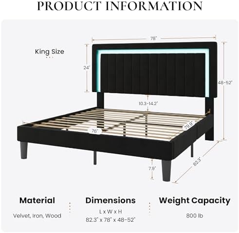 SHA CERLIN King Size Velvet Bed Frame - Image 2