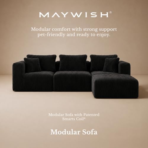Maywish Modular Boneless Couch 141'', Sectional L Shaped Sofa Deep Seat - Image 3