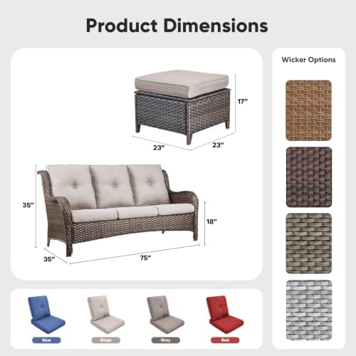 Belord 3-Piece PE Wicker Outdoor Sofa - Image 2