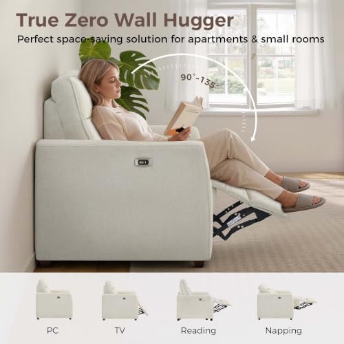 KISLOT Zero Wall Power Recliner Chair, Wall Hugger Linen Recliner Sofa - Image 3