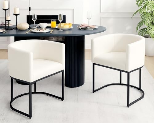 HNY Mid Century Modern Upholstered Barrel Dining Chairs by HNY