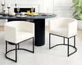 HNY Mid Century Modern Upholstered Barrel Dining Chairs by HNY