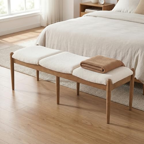 DUOMAY 55'' Modern Ottoman Bench, Chenille Upholstered - Image 3