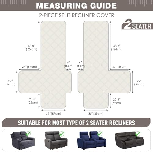 TAOCOCO 100% Waterproof Oversized Loveseat Recliner Cover, Non Slip Split Couch - Image 2