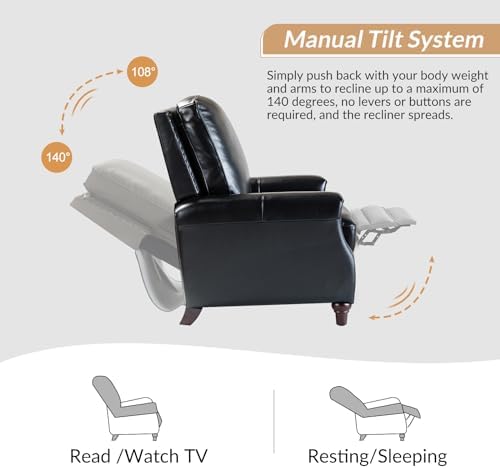 HULALA HOME Genuine Leather Manual Recliner - Image 3