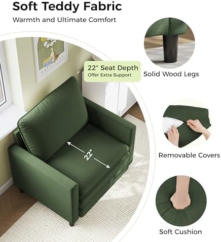 Welzona 3-Layers Cloud Accent Chair, Teddy Arm Chairs - Image 4