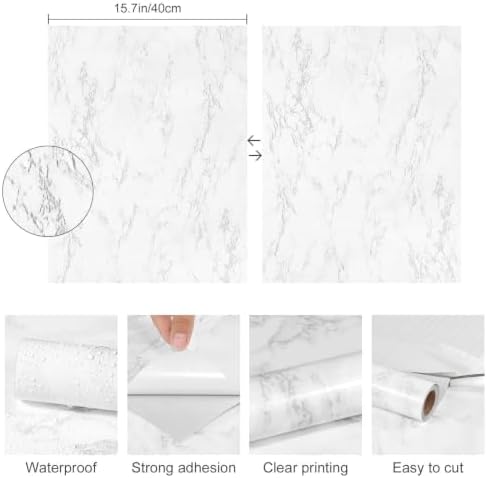 Glossy White Marble Contact Paper - Image 5