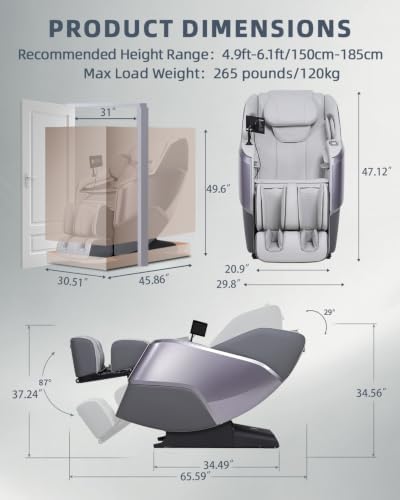 4D Massage Chair Full Body Zero Gravity SL Track Recliner，Grey - Image 2