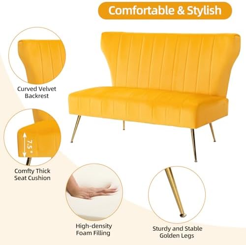 45’’ Velvet Modern Armless Loveseat - Image 3