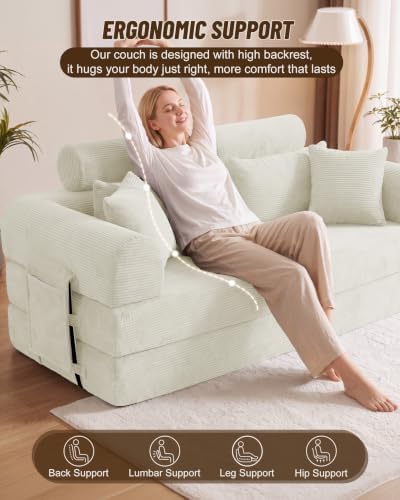 79" Convertible Sofa Bed, High Backrest Boneless Couches - Image 6