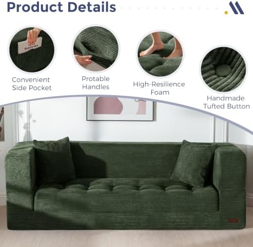 MAXYOYO Folding Sofa Bed, Convertible Boneless Loveseat Couch - Image 5