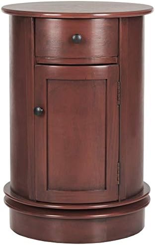 SAFAVIEH Tabitha Wood Side Table, 17.7" Red AMH5712E by Unknown