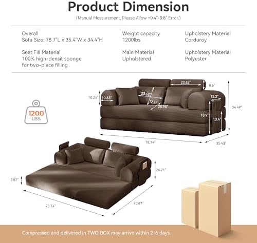 79" Round Arm Sofa with High Backrest Pillow - Image 2
