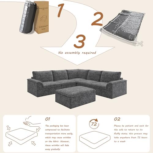EASE MOOSE 115" Modular Sectional Sofa, Boneless Couches - Image 3