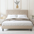 King Size Linen Bed Frame with Adjustable Headboard by Mxhtcewz