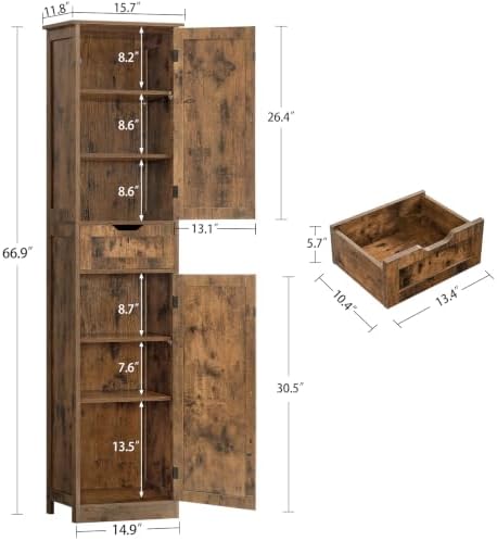 Iwell 66.9" Tall Bathroom Storage Cabinet - Image 3