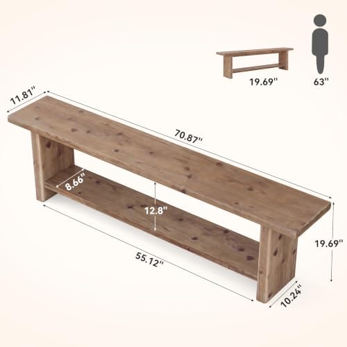 71” Solid Wood Entryway Bench - Image 2