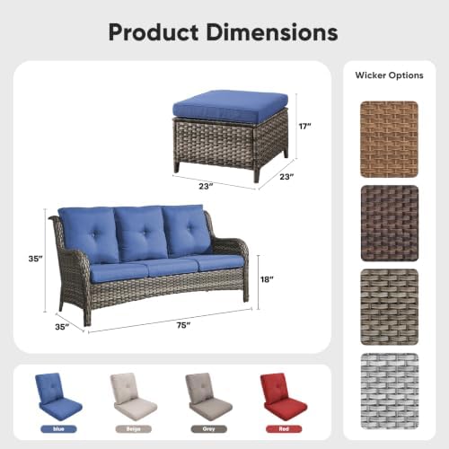 Belord 3-Piece PE Wicker Outdoor Sofa - Image 2