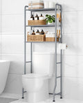 Kitsure Over Toilet Storage Rack, 63.2" H Space-Saving, Holder & Hooks by Kitsure