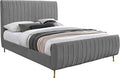 Meridian Furniture Zara Collection Modern | Contemporary Velvet Upholstered Bed by Unknown