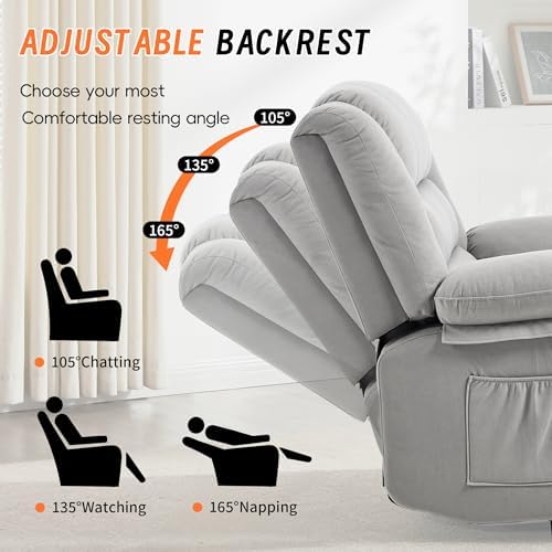 Rocking Recliner Chair for Adults, 360° Swivel Rocker Recliner - Image 4