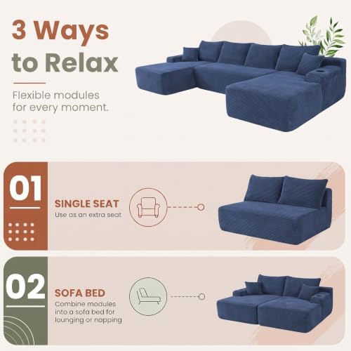 Yafylly 126" U Shaped Boneless Sectional Couch - Image 4